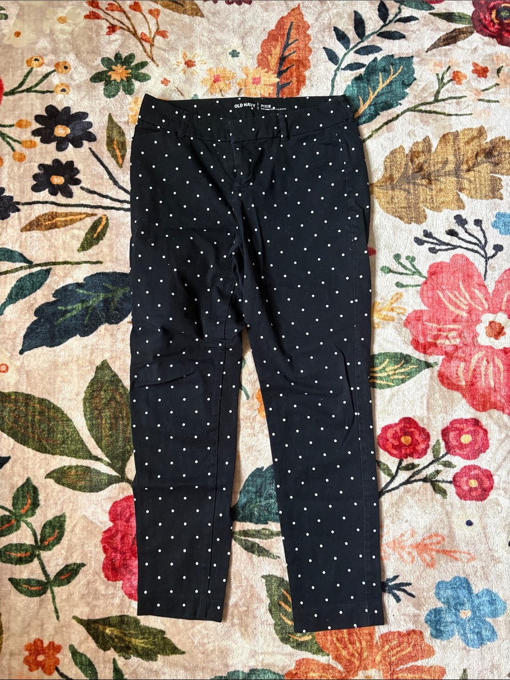 Old Navy Black Ankle Pants with White Polka Dots Pixie
